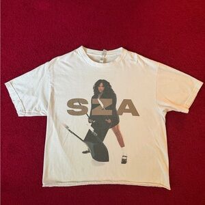 Vintage SZA Graphic Cropped Tee – White